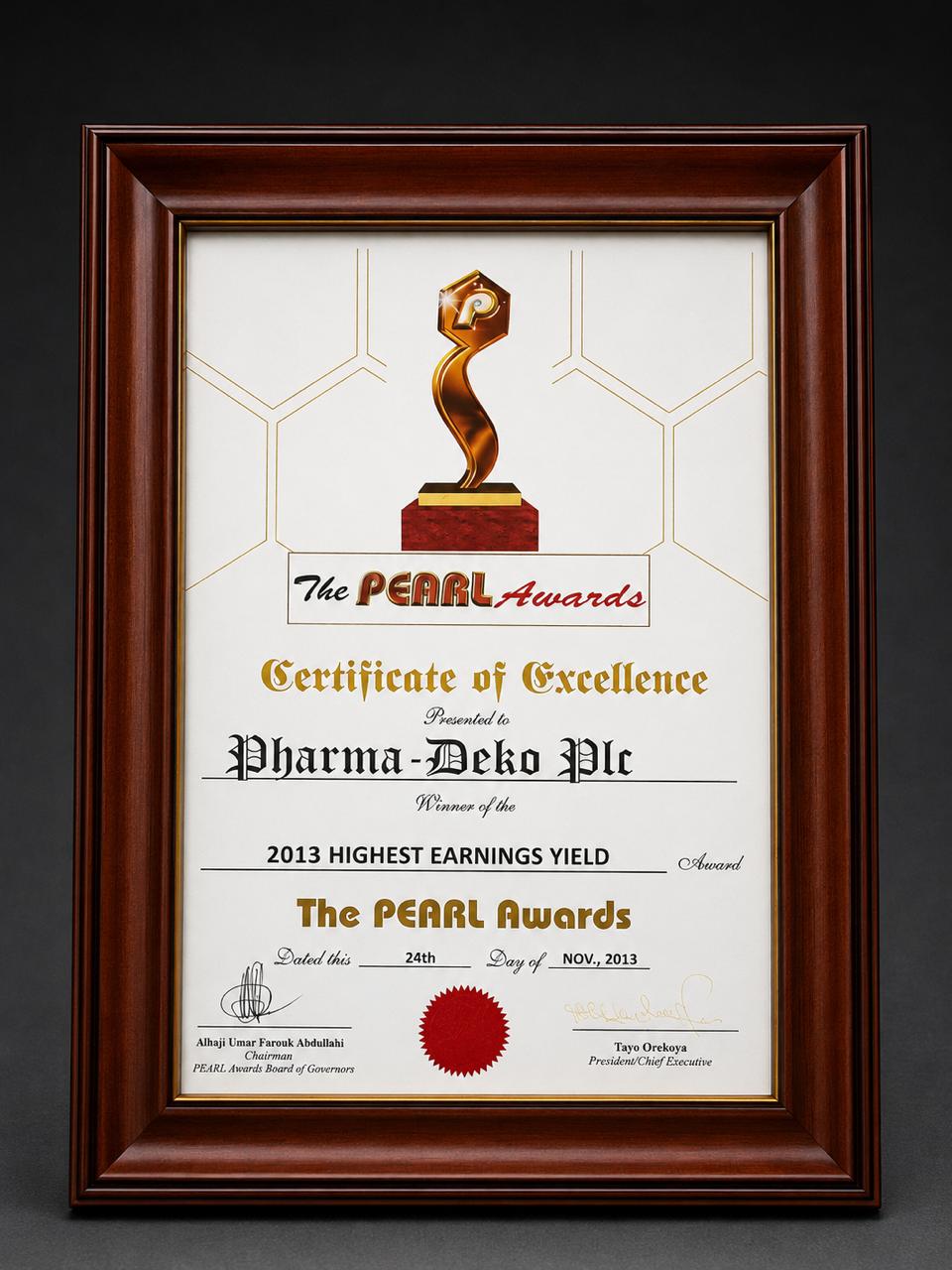 The Pearls Certificate of Excellence
